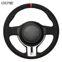 Hand stitched Black Genuine Leather Suede Car Steering Wheel Cover For Toyota 86 Subaru BRZ