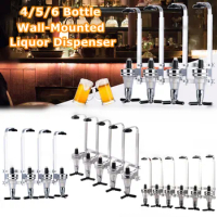 4/5/6 Bottle Wall-Mounted Liquor Dispenser, Whisky Wine Holder, Cocktai Beverage Alcohol Dispenser, Wine Beer Pourer, Wine Rack