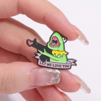Sniper Kermit Frog Enamel Pins Collect Let Me Love You Brooches Lapel Badges Animal Shining Heart Jewelry Gift for Friends