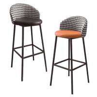 Boden-莎朵工業風千鳥紋布+皮革吧台椅/吧檯椅/高腳椅/單椅(兩色可選)-41x44x94cm