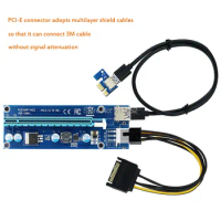 006C PC PCIe PCI-E PCI Express Riser Card 1x to 16x USB 3.0 Data Cable SATA to 6Pin IDE Molex Power Supply for BTC Miner Machine