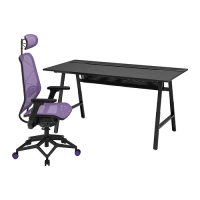 UTESPELARE/STYRSPEL 電競桌/椅, 黑色/紫色