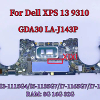 LA-J143P Mainboard For Dell XPS 13 9310 Laptop Motherboard CPU: I3-1115G4/I5-1135G7/I7-1165G7/I7-1185G7 RAM: 8G 16G 32G 100% OK