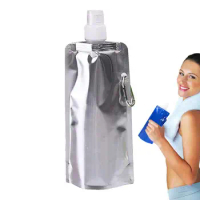 Collapsible Water Bottle 480ml Travel Water Bottle With Clip Drink Water Kettle Drinking Water Bag For Bicycling Running