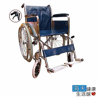 海夫健康生活館 杏華 鐵製輪椅-電鍍/鋁踏板