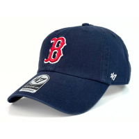 47 Brand CLEAN UP 波士頓紅襪鴨舌帽 藍色 經典MLB棒球帽 男女 水洗款老帽 軟頂剌繡B帽 大標紅LOGO