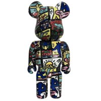 Bearbrick 400% Harlem ABS Plastic BE@RBRICK 28cm High Teddy bear trendy Valentine's Day Gift Doll Desktop Decoration Figure