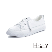HGY-正韓-增高鞋真皮鞋短鞋帶款小白鞋-增高4公分-白