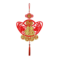 【寶堂居】2入組元寶福 新年吊飾#202(流蘇開運掛件/窗花吊飾毛氈掛飾/開運招財/入厝室內裝飾)
