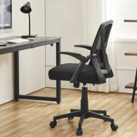 Black Desk Chair Adjustable Ergonomic Mesh Office Chair With 90° Flip-up Armrests for Home Office Computer Armchair Gaming Gamer