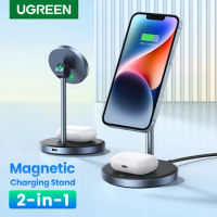 UGREEN Magnetic Wireless Charger Stand 20W Max 2-in-1 Charging Stand For iPhone 15 14 Pro Max/iPhone 13/AirPods Fast Charger