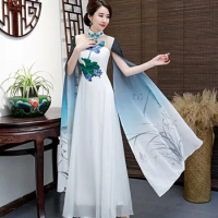 New Vietnam Traditional Dress Aodai Costume Cheongsam Vestido Qipao Ao Dai Dress Plus Size Maxi Dresses For Women 4Xl 5Xl 6Xl