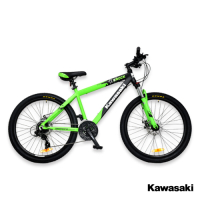 Kawasaki 26吋24速SHIMANO雙碟煞鋁合金避震登山車/綠色