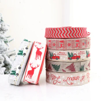 2m Christmas DIY Fabric Ribbon Burlap Ribbon With Wired Edge Gift Wrapping Christmas Tree Decor Ribbon DIY Wreath Bows Crafts