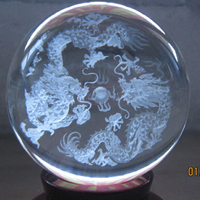 白水晶球透明風水球擺設開運招財鎮宅電視柜客廳裝飾雙龍戲珠擺件