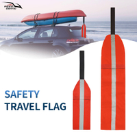 เรือคายัคสีแดงความปลอดภัยเดินทางธงฟอร์ดผ้าเรือแคนูสำหรับ-เตือนธงที่มีแถบสะท้อนแสงจักรยานพายบอร์ดพ่วงพับธง