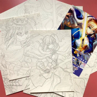 A4 Anime Sketch Line Draft 10pages Marker Colored Pencil Gouache Watercolor Coloring Paper 300g White Card Paper Art Supplies