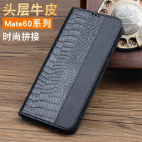 Luxury Genuine Leather Wallet Business Phone Case For Huawei Mate60 Mate 60 Pro Rs Plus Credit Card Money Slot Cover Holster