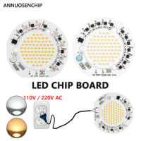 LED Chip 50W AC 85-265V High Voltage DIY Driver Free DOB Light Source Board Round Diameter 100mm Warm Cool White for Flood Lamp