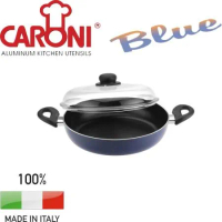 【義大利Caroni卡洛尼】 藍耀灰系列 28cm 雙耳深煎鍋 A273428