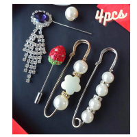 Set Bros Pin Hijab Tuspin Peniti Jilbab Aksesoris Kerudung Paket Grosir Panjang Cantik Silver Wanita