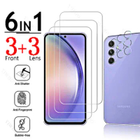 Full Cover Glass for Samsung Galaxy A54 Fingerprint Unlock for Samsung A 54 6.4" Screen Protectors Protective Steel Camera Lens