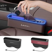 Car Interior LED 7-Color Atmosphere Light Sewn Chair Storage Box For Seat Leon 5f Auto Universal USB Storage Box Accessories