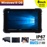 8'' Rugged Windows10 Tablets with 1D 2D Barcode Scanner QR Code Read Handheld Industrial Computer PDA Scanner NFC RFID Tablet PC