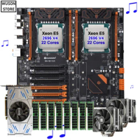 Small Workstation Server HUANANZHI X99-F8D PLUS Dual CPU Motherboard 2*2696 V4 44 Cores 256G DDR4 RAM RECC 2*Cooler GTX750Ti 2G