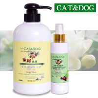 CAT&amp;DOG茶籽酵素寵物精油沐浴乳500ml(茉莉花)+乾洗手噴霧150ml)