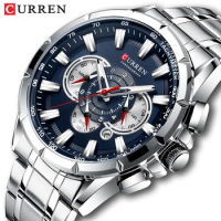 CURREN Original Fashion Quartz Man Watch Sport Chronograph Waterproof Wristwatch Luminous Hands Date