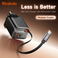 Mcdodo 40W GaN Super Fast Charger UK Plug Built-in Retractable USB-C Cable PD 3.0 PPS QC3.0 for iPho