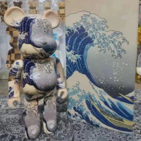 28cm 400% Blue Wave Bearbrick Bear@Brick Action Figures DIY Painted Medicom Bearbrick Home Decoration Kids Christmas Gifts