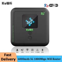 KuWfi 6000mAh 5G Mobile Wifi Router 1800Mbps Wireless Mini Outdoor Portable Pocket Wifi Hotspot With Sim Card Slot 32 Uers