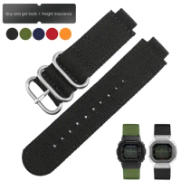 Canvas Watch Strap Suitable For GW6900 DW5600 GW-B5600 GM-5600 Series Convex Interface Modification Nylon Watchband 24-16mm
