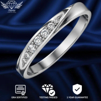 Cincin Tiaria Jewelry Berlian Moissanite GRA / Zircon - Silver Titanium / 9K Gold White Plated Silve