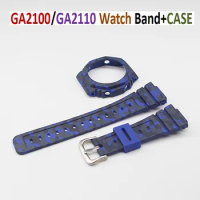Camouflage Wristband Strap Watch Case Cover GA2100/GA2110 Smart Bracelet accessories Watchband Frame bezel GA-2100/GA-2110 Band