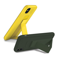 iPhone X/XS 強力磁吸 純色 立架 支架手機殼 保護套-黃色款-iX/XS黃色*1