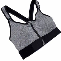Women's Sports Bra Wirefree Zipper Front Mastectomy Bra Comfort Pocket Bra Seamless with Removable Paddings9601