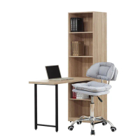 【AT HOME】書桌椅組-4尺梧桐色L型收納書桌/電腦桌/工作桌櫃+升降椅 現代簡約(哈佛)