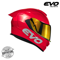 Gt-evo pro plain glossy red dual visor full face helmet with free clear