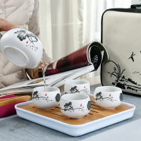 雪花釉茶具旅行套裝紫砂便攜式茶盤收納包小號茶杯防燙蓋碗茶巾