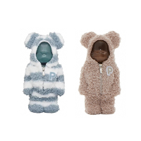 GELATO PIQUE x BE@RBRICK BEIGE+MINT WHITE 睡衣熊 400% 一組(棕色+水藍各一) 庫柏力克熊 潮玩 擺件 藏品 聯名款