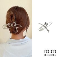 【00:00】韓國設計個性金屬風超大抓夾別針造型馬尾夾 鯊魚夾(別針馬尾夾 金屬馬尾夾)