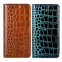 Crocodile Genuine Leather Flip Phone Case For Huawei Y5 Y6 Y7 Y9 Prime 2019 Y9 2018 Cover For Huawei Y5 Y6 Pro 2017 Coque Funda