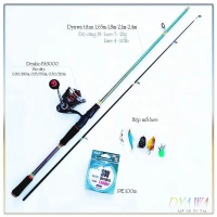 Bộ cần câu lure máy đứng carbon titan máy câu Deukio FS3000 tặng bộ mồi câu và dây dù docaukhoa