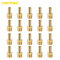 LTWFITTING Brass Fitting Connector 1/2-Inch Hose Barb x 1/2-Inch NPT Male Fuel Gas Water(Pack of 20)