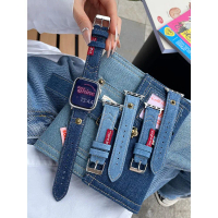 สายหนังสำหรับ iWatch Ultra 8 7 6 5 4 SE, ดีไซน์ยีนส์ Y2k, สายนาฬิกาเด็กผู้หญิง, เข้ากันได้กับ Apple 