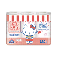 【春風】Hello Kitty 甜蜜系印花廚房紙巾 120張x6捲x2串