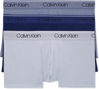 Calvin Klein -細纖維彈力平角合身內褲3件裝(黑色/藍色/灰色)